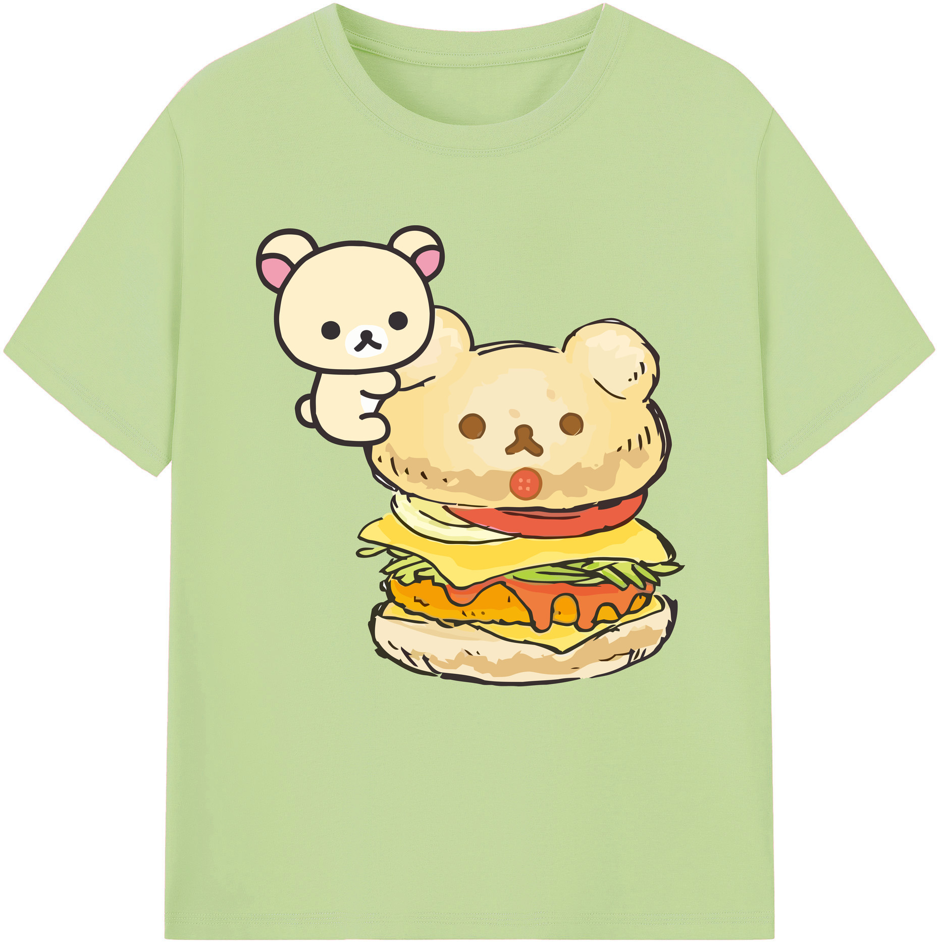 （画像用） リラックマ リラックマ キイロイトリ Rilakkuma Korilakkuma Kiiroitori 綿100％半袖Tシャツ（フロントプリント）